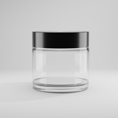 jar glass cosmetic clear black cap 