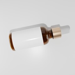 bottle with blanc label gold dropper oil cosmetic