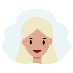 Illustration of the face of a young blonde woman. Facial care concept