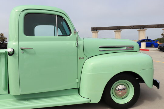 A 1950 Ford F-1 pickup truck on display at the San Clemente, California Car Show