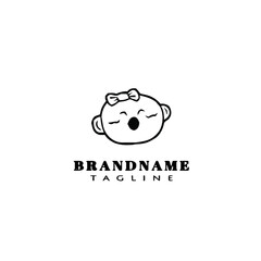 baby faces cartoon logo icon design black vector illustration