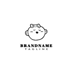 baby faces cartoon logo icon design template vector black