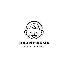 black baby faces cartoon logo icon design template vector illustration
