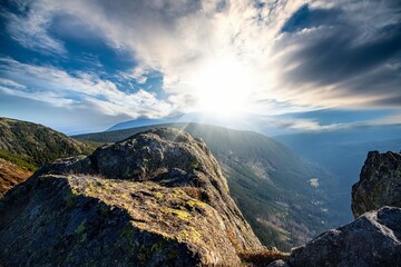 Fototapeta premium sky and mountains, nature landscape, clean air