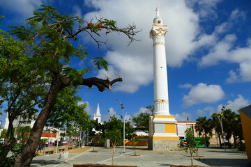 Landmark, tower with Christ the Redeemer statue in Fortaleza, capital of the state of Ceará, Brazil.