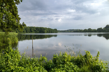 View of Hanmer Mere in Clwyd on a summers evening