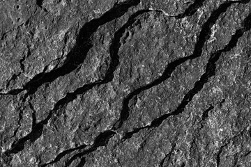 Dried black volcanic lava. Texture of ground surface. Abstract texture or background. Horizontal...