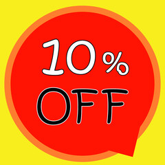 10% OFF on banner discount promotion. Discount on offer price tag. Red special offer sale tag. Modern vector label illustration. isolated background