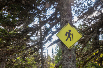 Yellow Sign marking the tourist route