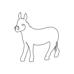 Fototapeta na wymiar Burro, donkey one line art. Continuous line drawing of domestic animal.