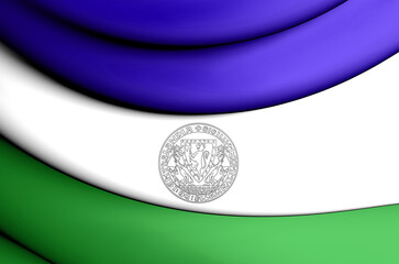 3D Unofficial flag of Jamtland county, Sweden. 3D Illustration.