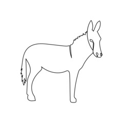 Donkey one line art. Continuous line drawing of mammal, domestic animal.