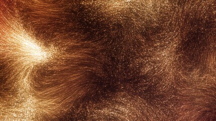 Golden fur pattern full frame abstract background. 3D Illustration concept of an elegant premium product showcase and gold voucher online web banner for festive Christmas Holidays and Anniversary.