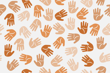 handprints on a light gray background, seamless vector pattern
