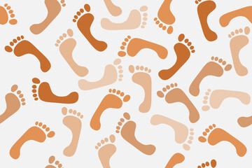 footprints on a light gray background, seamless vector pattern
