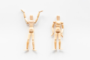 Two wooden figure connection - emotional communication concept