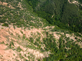 Fototapeta na wymiar Aerial view of rock formation Stob pyramids, Rila Mountain, Bulgaria