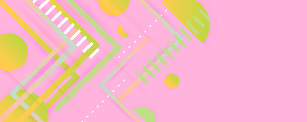 Pastel colorful geometric elements abstract background papercut style. Punchy art pastels vector abstract pink background texture design