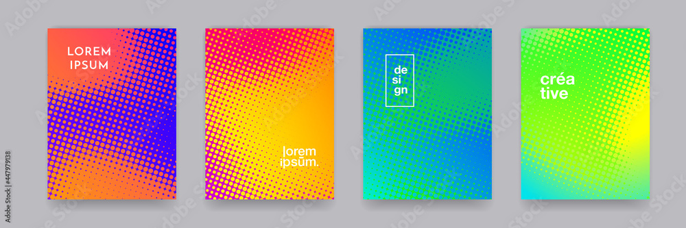 Fototapete Pattern background with color gradient, abstract geometric line design, vector. Halftone color gradient pattern background with minimal modern shapes