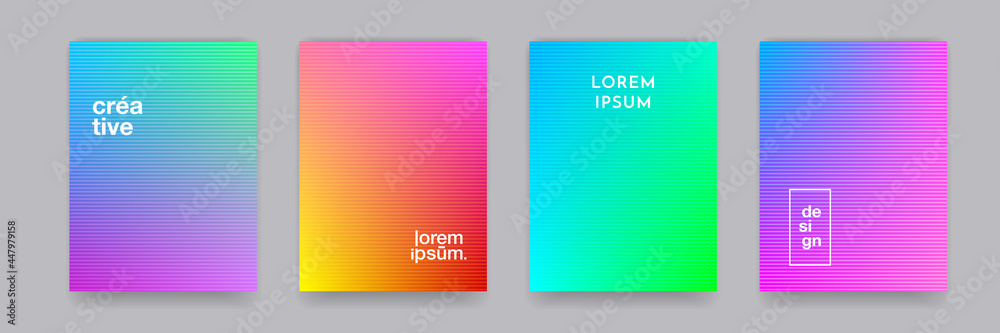 Fototapete Background patterns, color abstract gradient, vector geometric halftone. Abstract shape color gradient line pattern backgrounds set