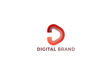 Letter D 3d orange color creative corporate technological logo