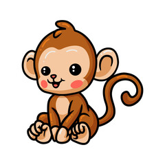 Cute baby monkey cartoon sitting