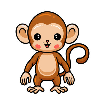 Cute baby monkey cartoon standing