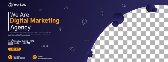 Business modern banner template design for webinar, marketing, online class program, etc