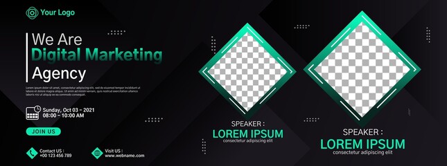 Business modern banner template design for webinar, marketing, online class program, etc