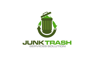 Illustration vector graphic of junk removal solution services logo design template