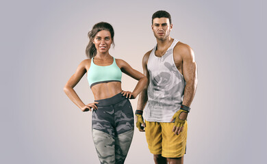 Fototapeta premium fitness trainers - character of 3d