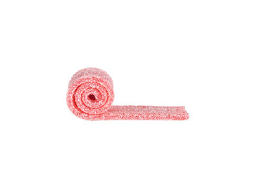 Sugar coated, long chewy Jelly , isolated on a white background with shallow depth of...