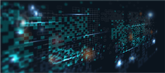Obraz premium Technology background, color and waves