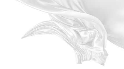 Fototapeta premium Beautiful flowing fabric of white wavy silk or satin. 3d rendering image.