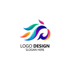 colorful and shiny peacock logo design