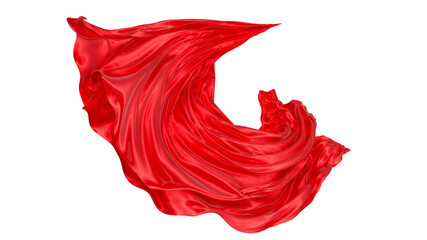 Beautiful flowing fabric of red wavy silk or satin. 3d rendering image.