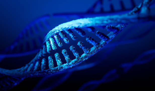 RENDER 3D CADENA DE ADN AZUL 