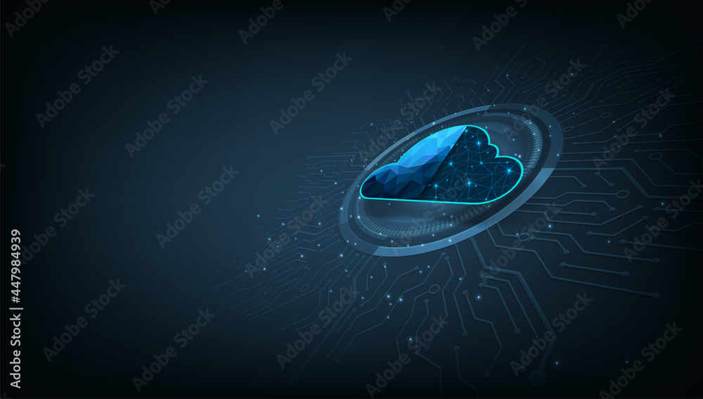Leinwandbilder cloud technology design concept.visualization of cloud technology on digital electric circuit circle