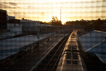 Train station at sunset