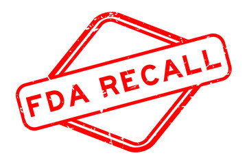Grunge red FDA recall word rubber square seal stamp on white background - obrazy, fototapety, plakaty