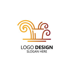 coffee art with line art logo design