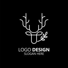 deer head with line art style logo design