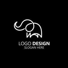 elephant with line art style logo design