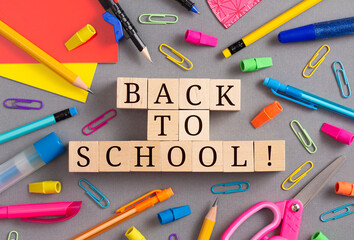 A Back to School Background with Rainbow School Supplies