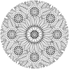 Mehndi flower for henna, mehndi, tattoo, decoration. decorative ornament in ethnic oriental style. doodle ornament. coloring book page.