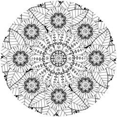 Mehndi flower for henna, mehndi, tattoo, decoration. decorative ornament in ethnic oriental style. doodle ornament. coloring book page.