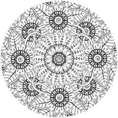Mehndi flower for henna, mehndi, tattoo, decoration. decorative ornament in ethnic oriental style. doodle ornament. coloring book page.
