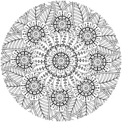 Mehndi flower for henna, mehndi, tattoo, decoration. decorative ornament in ethnic oriental style. doodle ornament. coloring book page.
