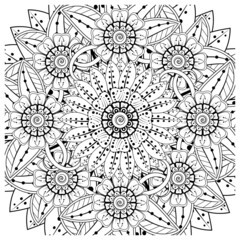 Mehndi flower for henna, mehndi, tattoo, decoration. decorative ornament in ethnic oriental style. doodle ornament. coloring book page.