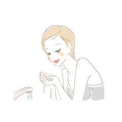 顔を洗う女性